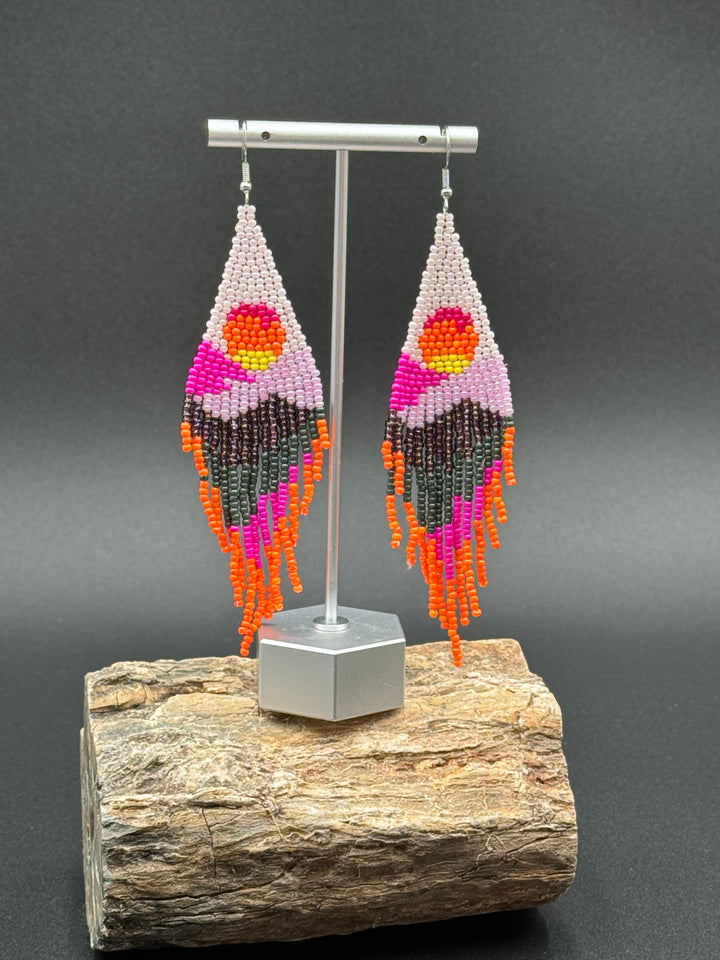 Handmade Bohemian Glass Beads Tassel Earrings - Hot air balloon