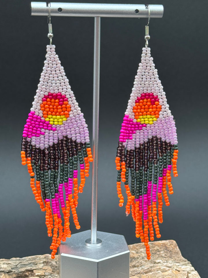 Handmade Bohemian Glass Beads Tassel Earrings - Hot air balloon