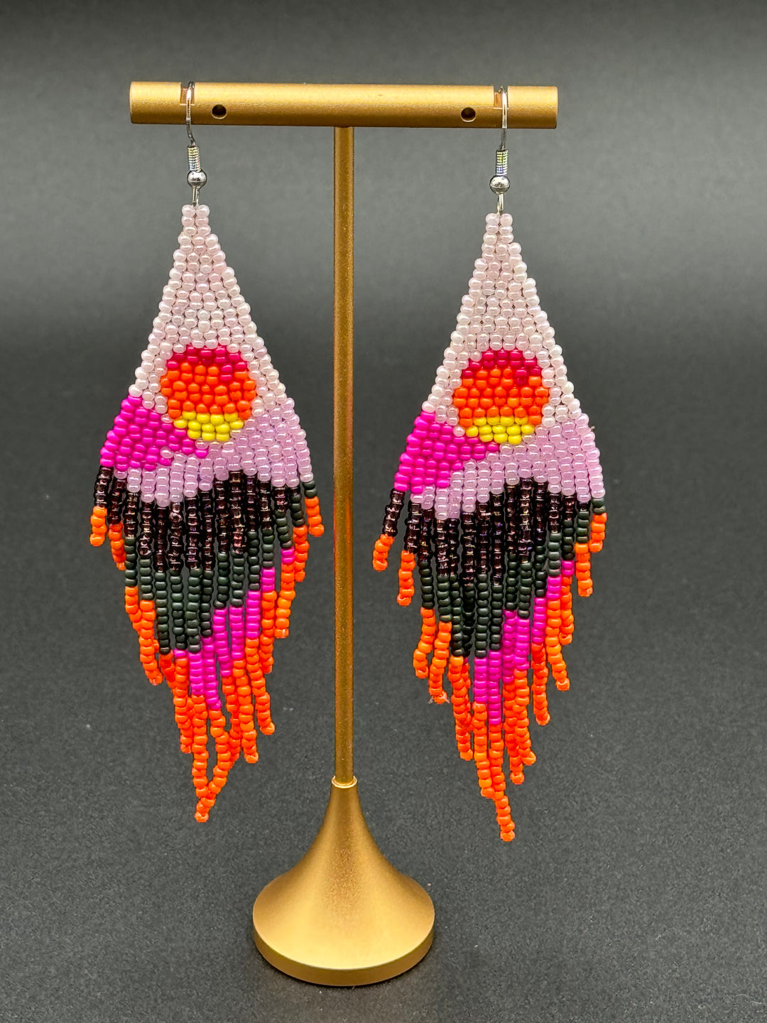 Handmade Bohemian Glass Beads Tassel Earrings - Hot air balloon