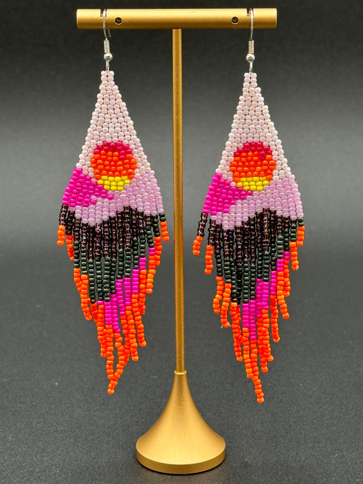 Handmade Bohemian Glass Beads Tassel Earrings - Hot air balloon