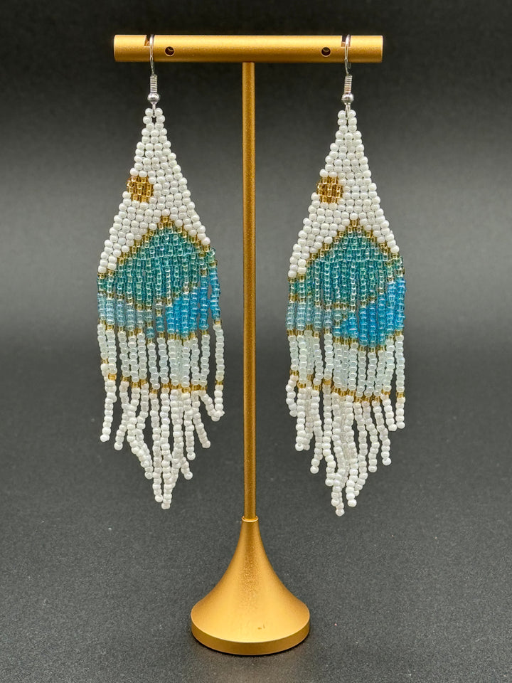 Handmade Bohemian Glass Beads Tassel Earrings - Summer