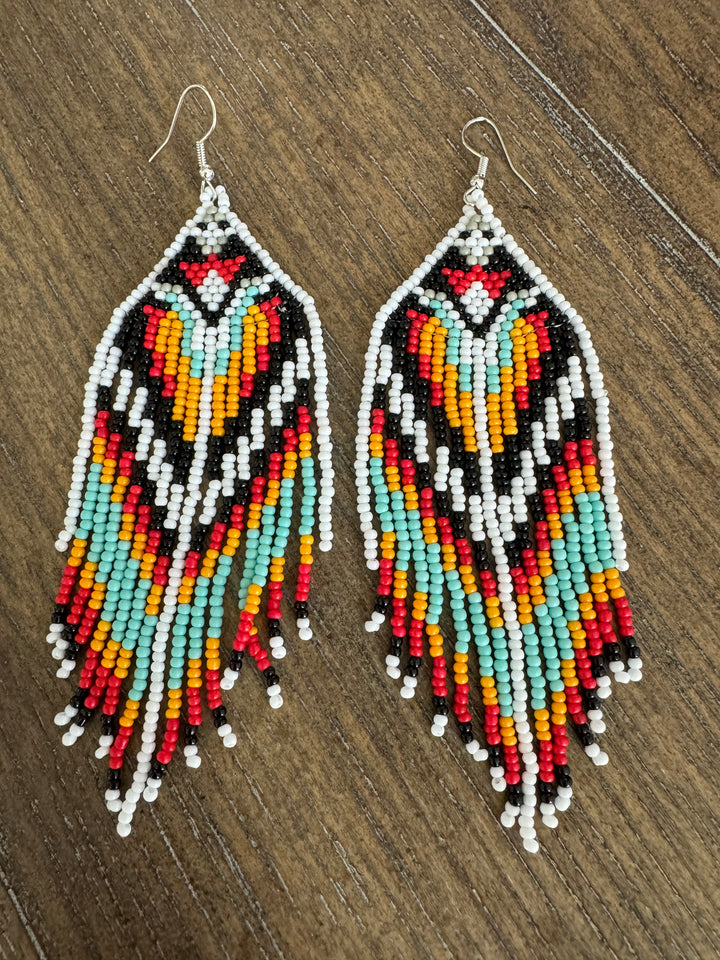 Handmade Bohemian Glass Beads Tassel Earrings - Multi-color