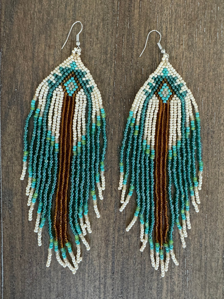 Handmade Bohemian Glass Beads Tassel Earrings - Geometry