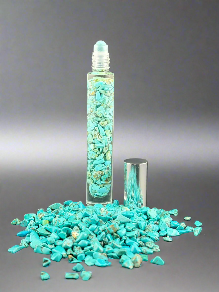 Turquoise Serenity - Bergamot Infused Crystal Roll-On (Throat & Third Eye Chakras)