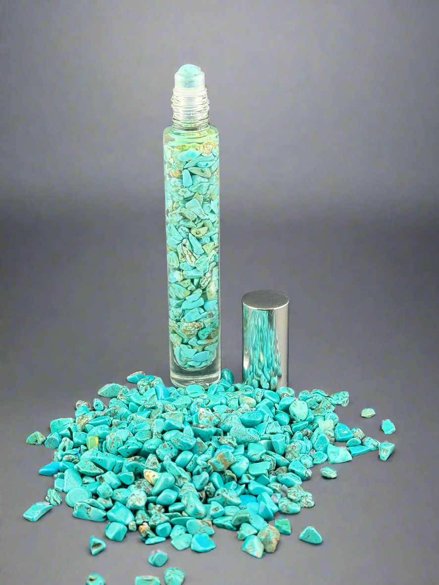 Turquoise Serenity - Bergamot Infused Crystal Roll-On (Throat & Third Eye Chakras)