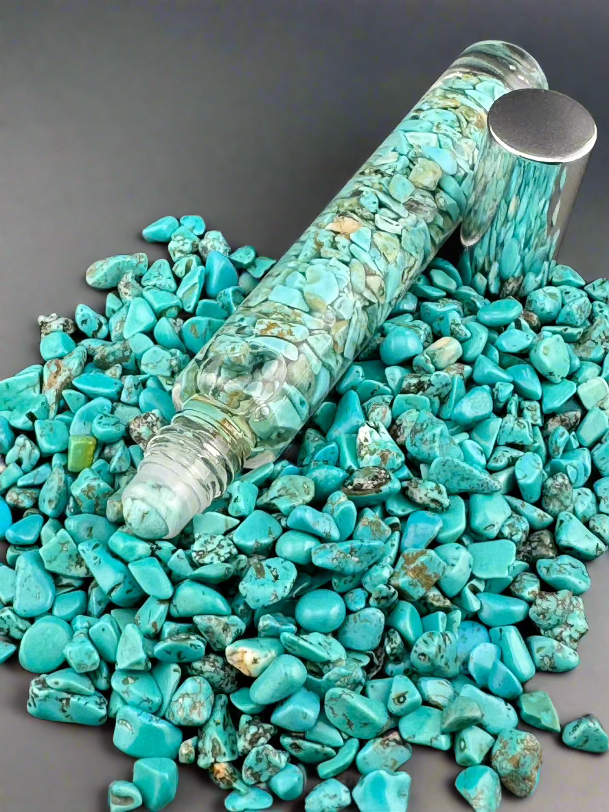 Turquoise Serenity - Bergamot Infused Crystal Roll-On (Throat & Third Eye Chakras)