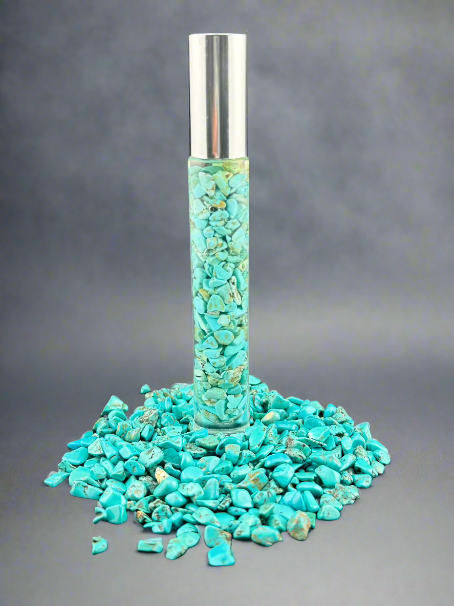 Turquoise Serenity - Bergamot Infused Crystal Roll-On (Throat & Third Eye Chakras)