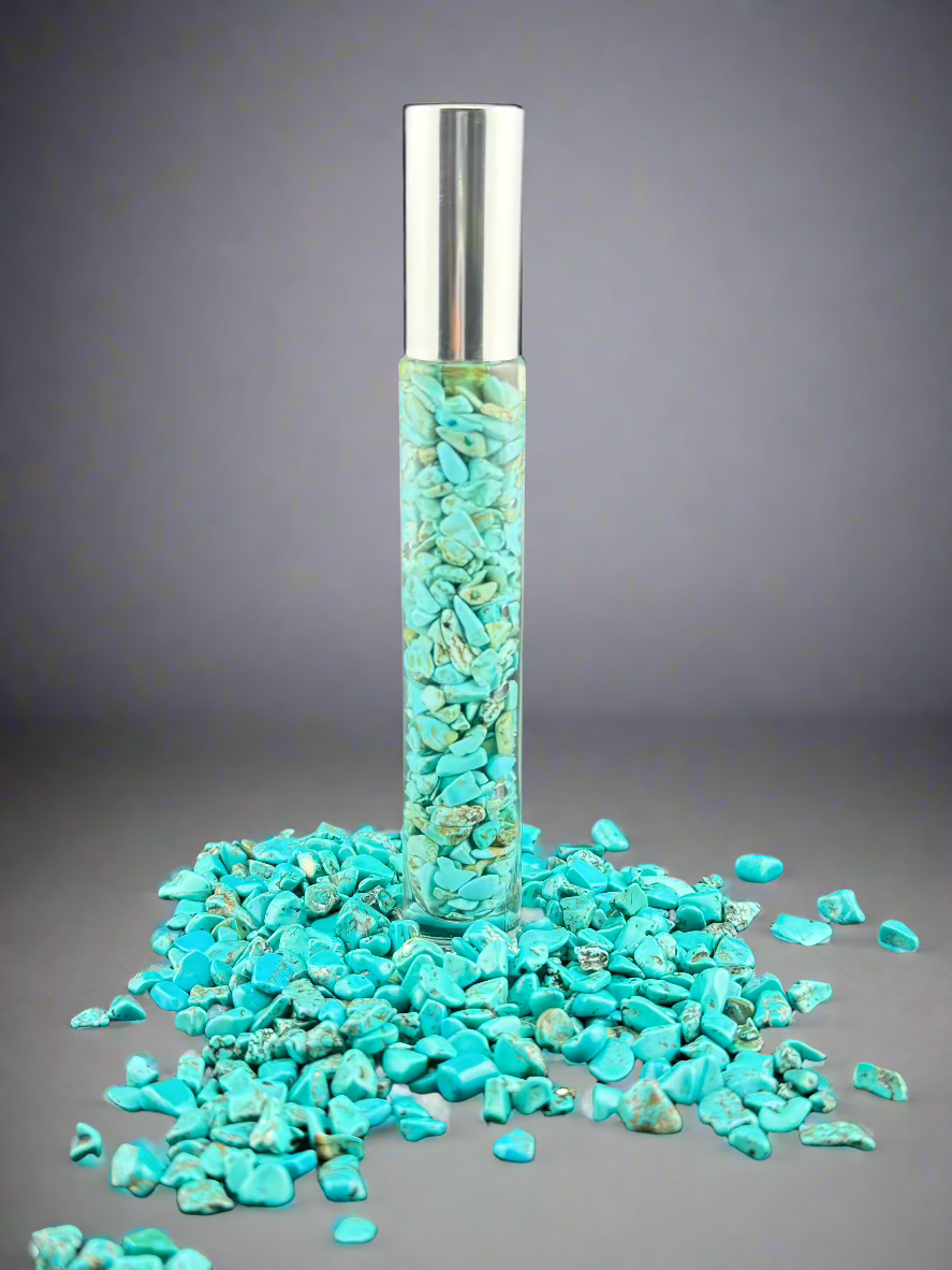 Turquoise Serenity - Bergamot Infused Crystal Roll-On (Throat & Third Eye Chakras)