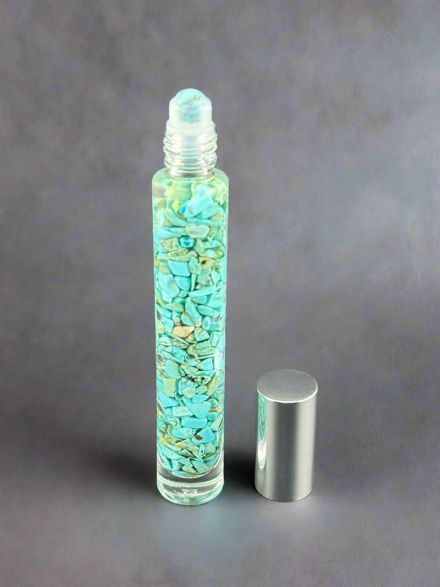 Turquoise Serenity - Bergamot Infused Crystal Roll-On (Throat & Third Eye Chakras)