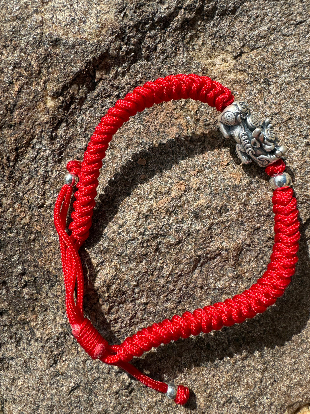 Red Braided Rope Vintage Sterling Silver 999 Pixiu Bracelet