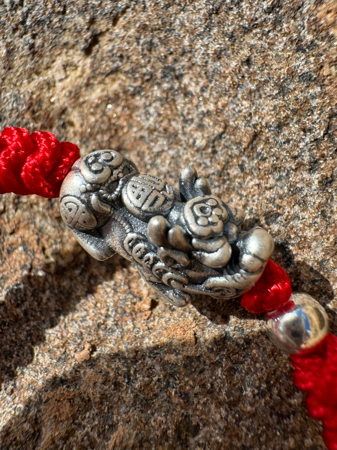 Red Braided Rope Vintage Sterling Silver 999 Pixiu Bracelet