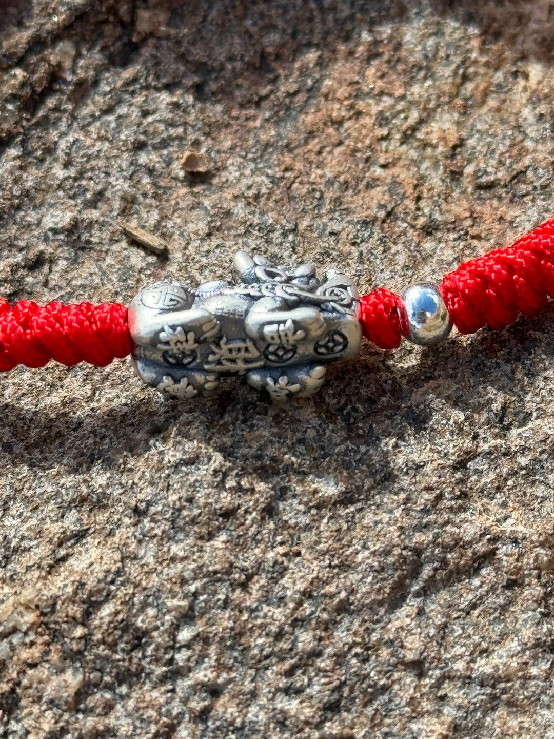 Red Braided Rope Vintage Sterling Silver 999 Pixiu Bracelet