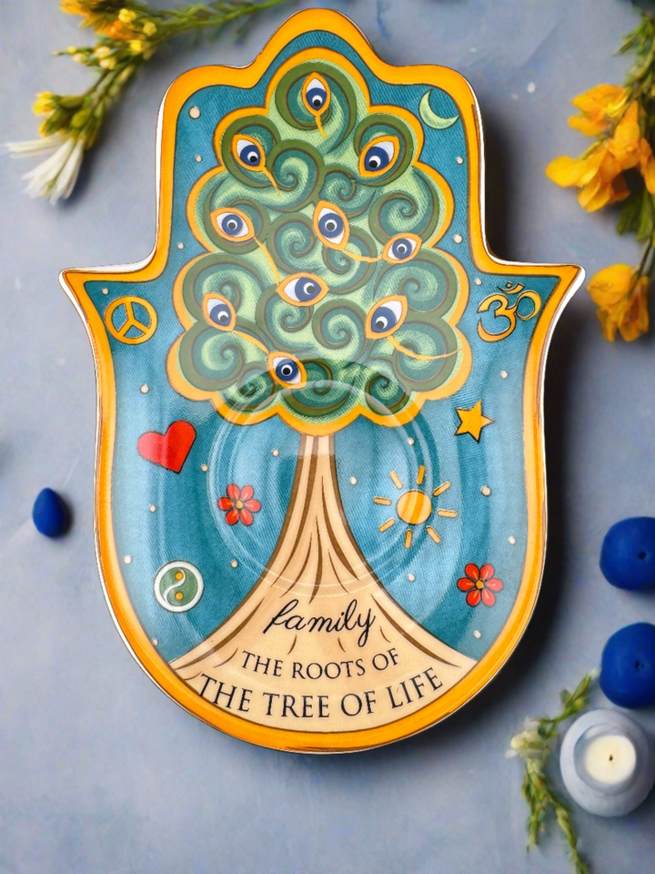 Tree of Life Hamsa Plate