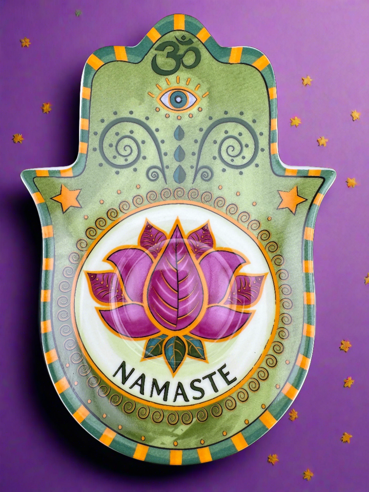 Lotus Radiance - Namaste Hamsa Plate of Harmony for Jewelry and Saging