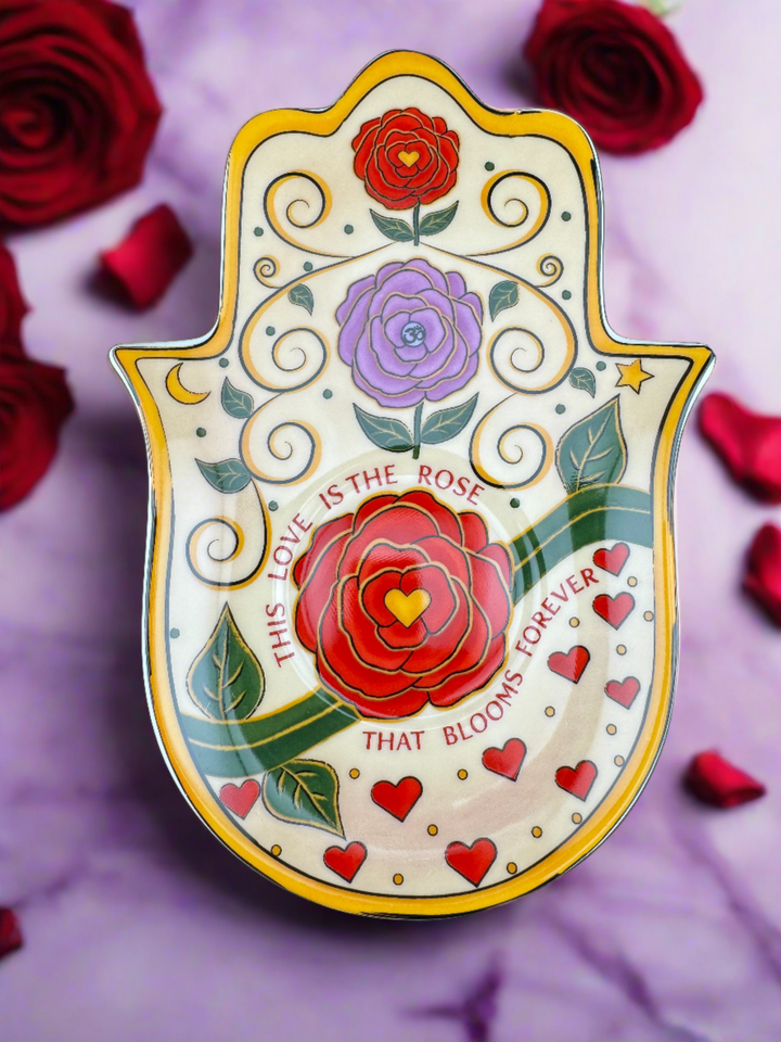 Love's Eternal Bloom - Hamsa Hand Rose Plate for Jewelry or Saging