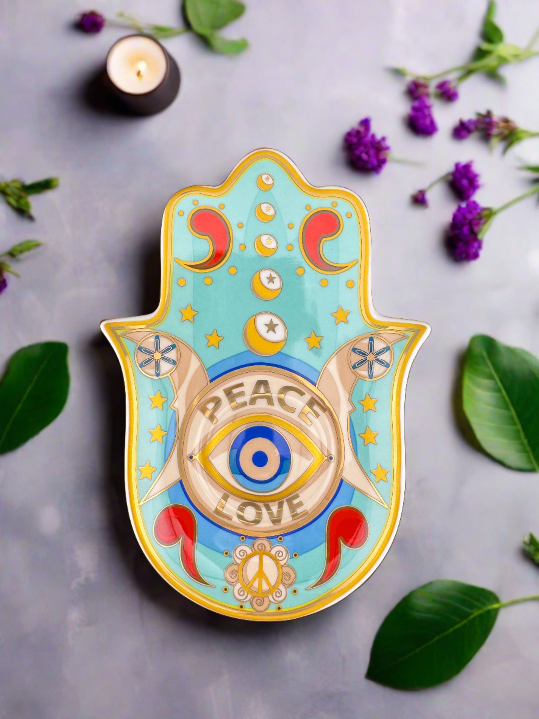 Boundless Love - Hamsa Hand Evil Eye Plate for Saging or jewelry