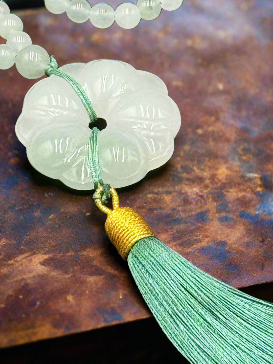 Serene Grace Silk & White Jade Necklace