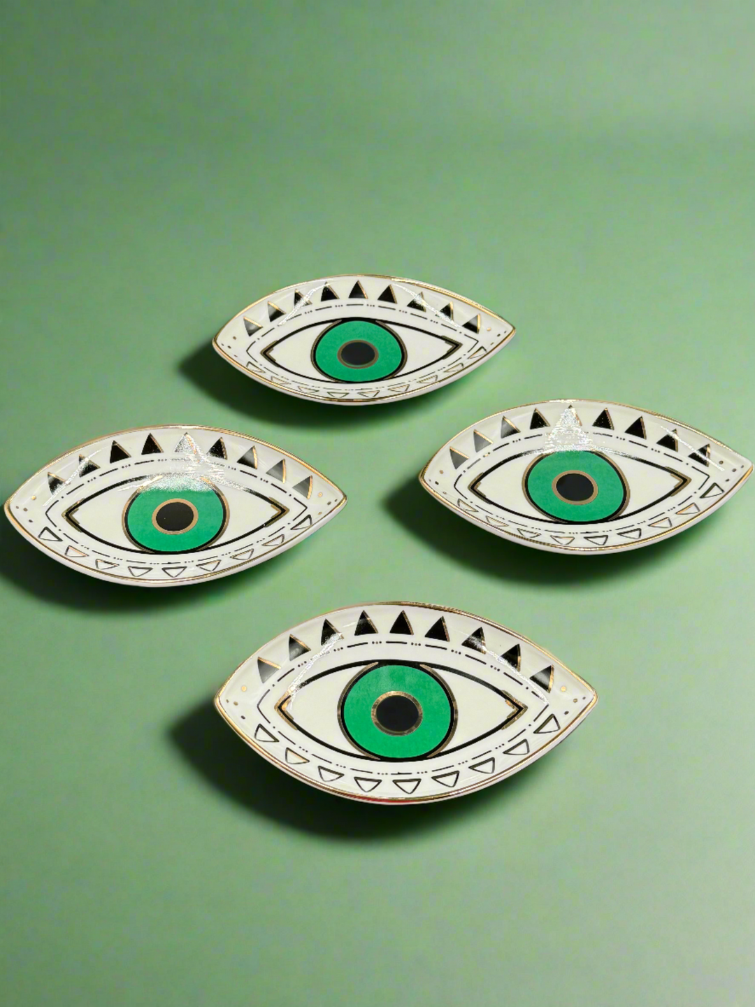 Emerald Eye Guardian Ceramic Jewelry Tray