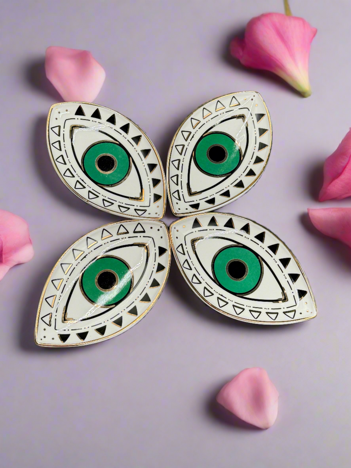 Emerald Eye Guardian Ceramic Jewelry Tray