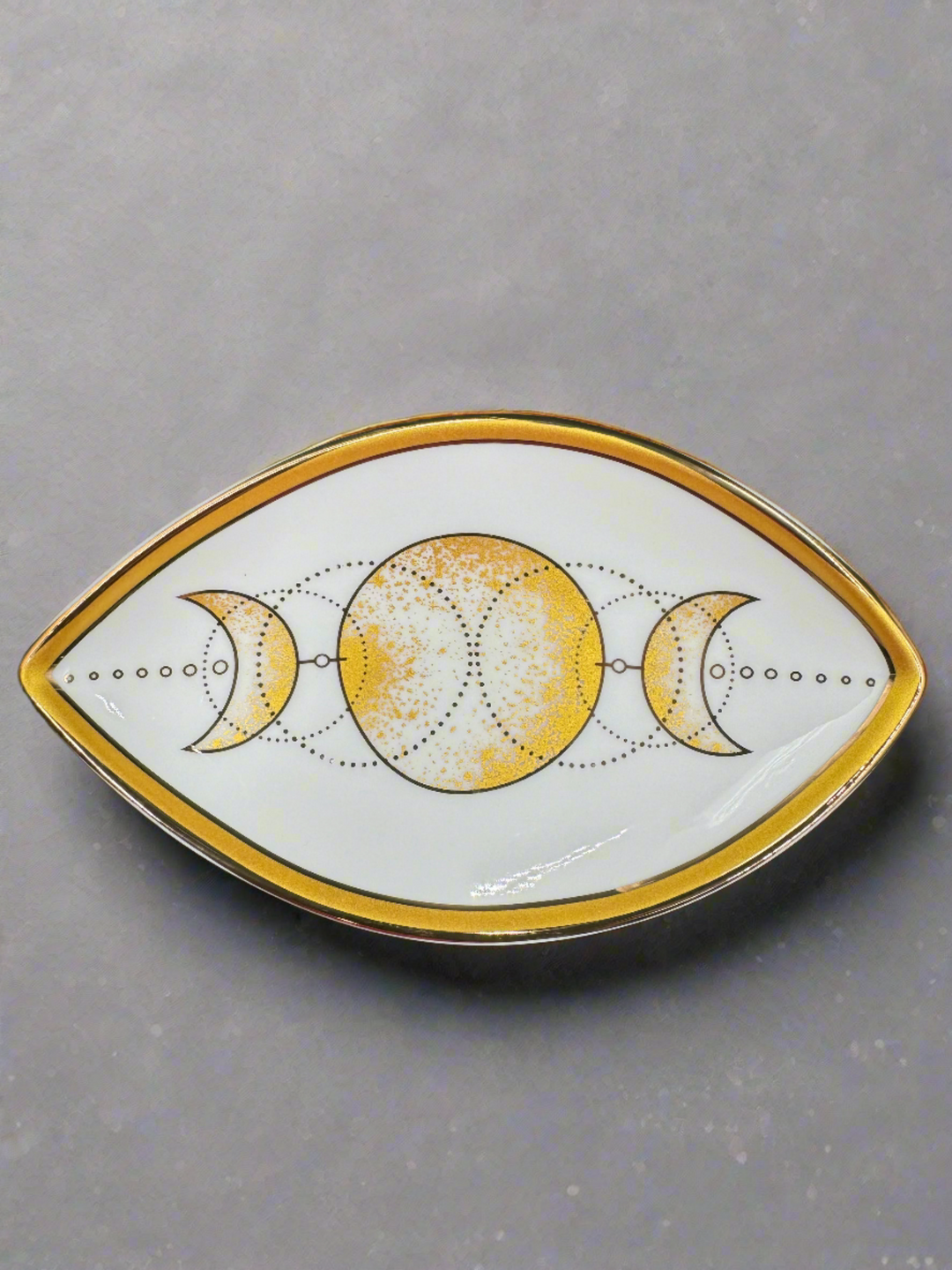 Golden Lunar Orbit Ceramic Jewelry Tray