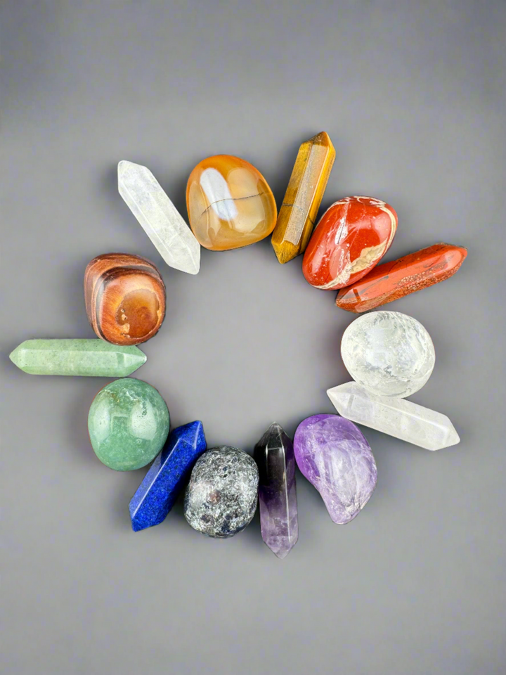 Radiant Harmony - 7 Chakra Tumbled & Hexagon Crystals Gift Set