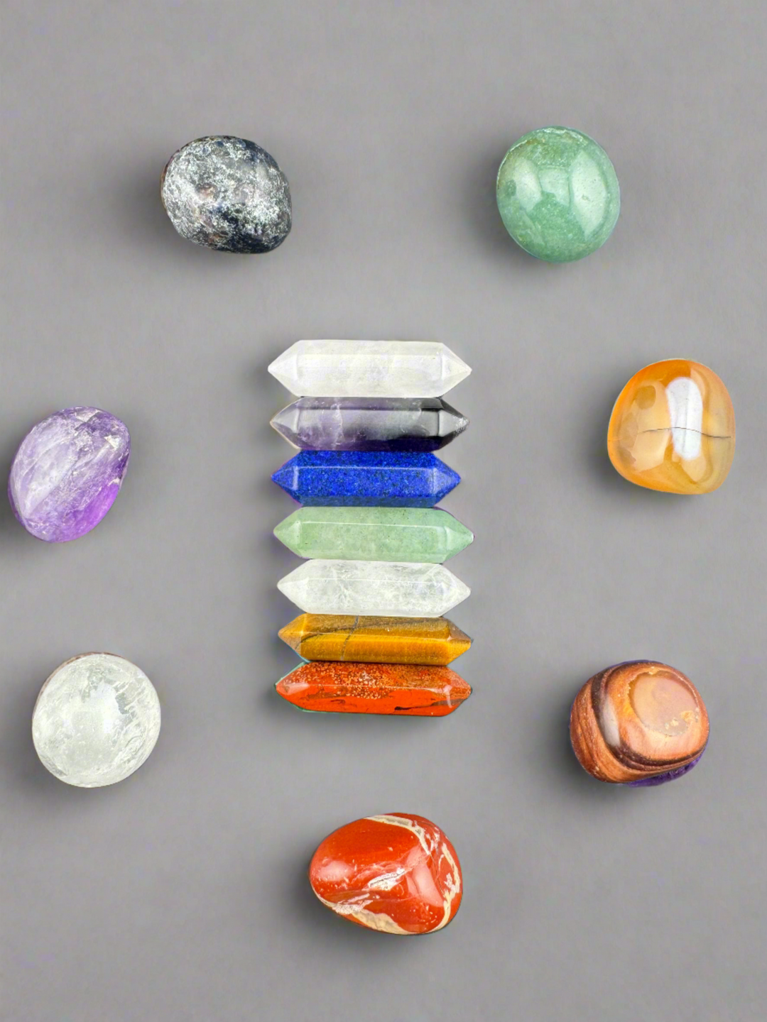 Radiant Harmony - 7 Chakra Tumbled & Hexagon Crystals Gift Set