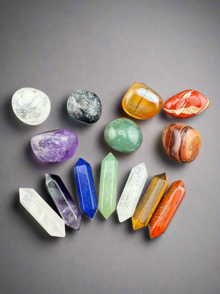 Radiant Harmony - 7 Chakra Tumbled & Hexagon Crystals Gift Set