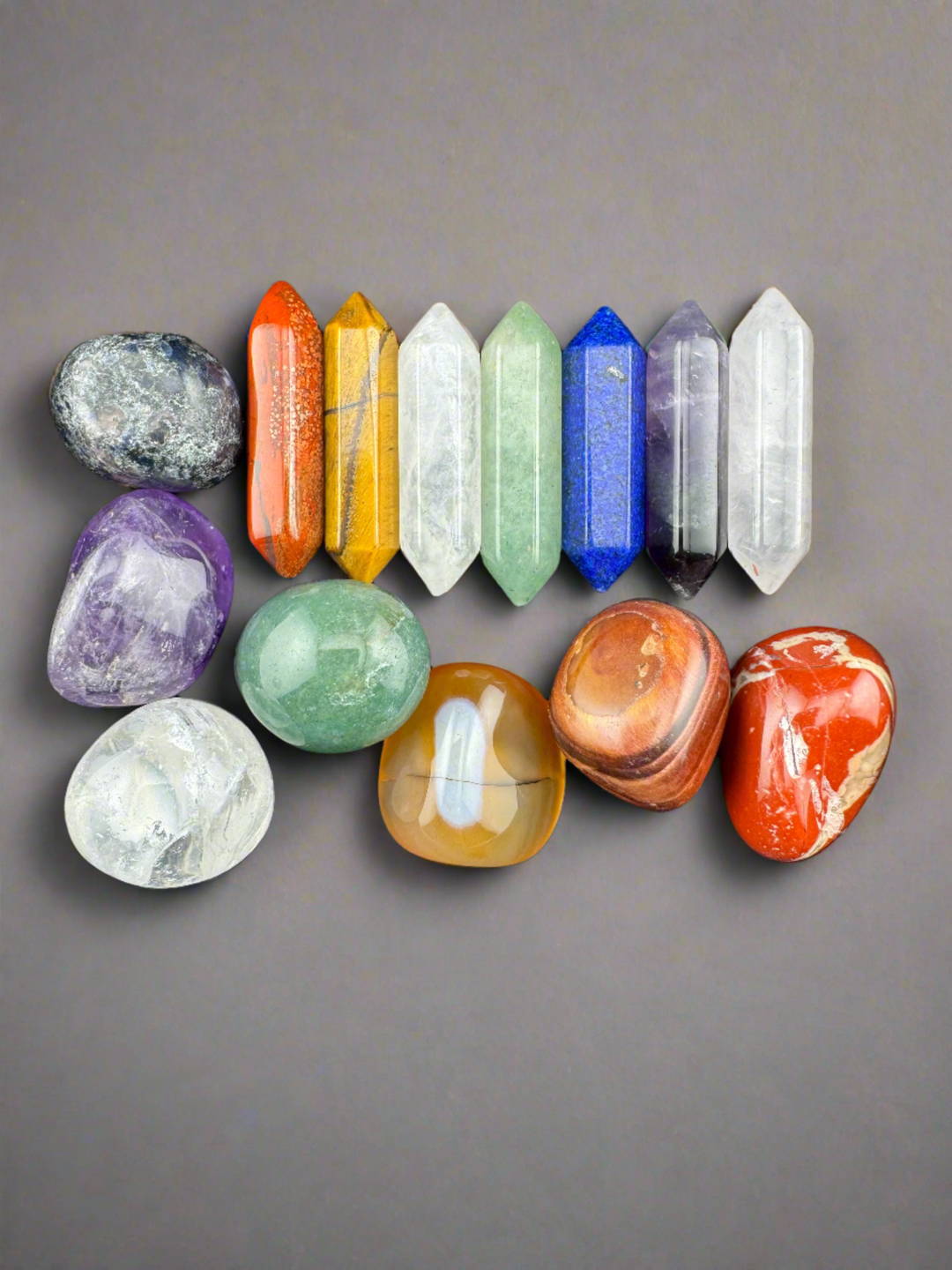 Radiant Harmony - 7 Chakra Tumbled & Hexagon Crystals Gift Set