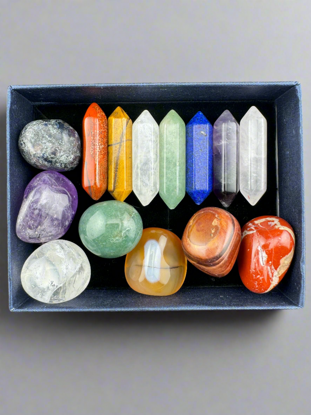 Radiant Harmony - 7 Chakra Tumbled & Hexagon Crystals Gift Set