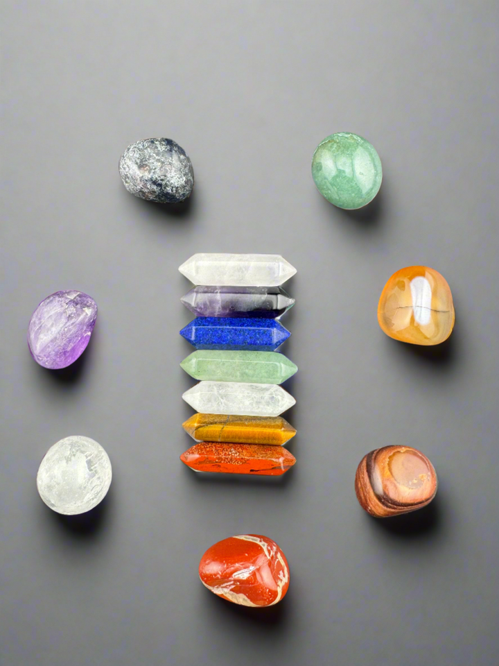 Radiant Harmony - 7 Chakra Tumbled & Hexagon Crystals Gift Set