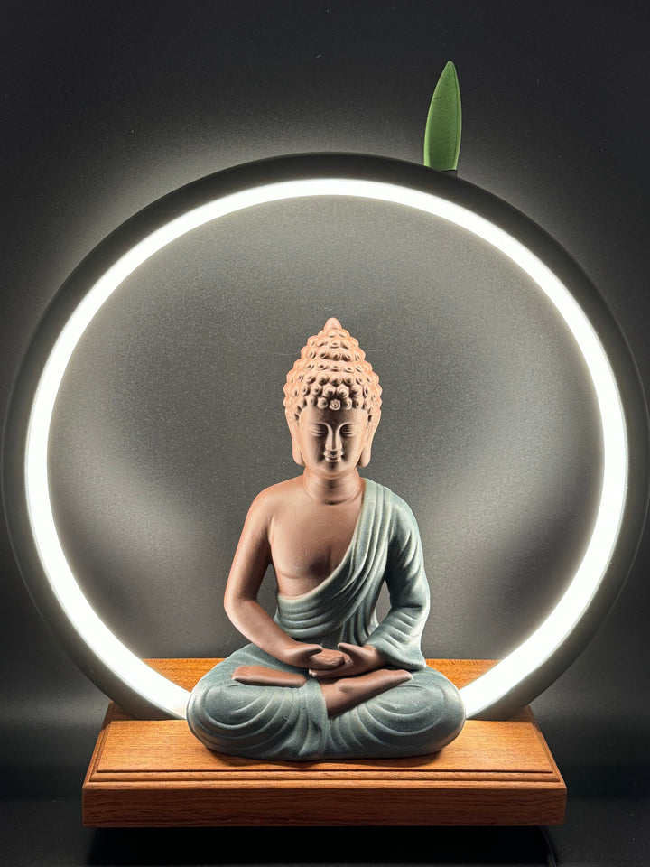 Buddha Backflow Incense Burner With LED Light (Blue)