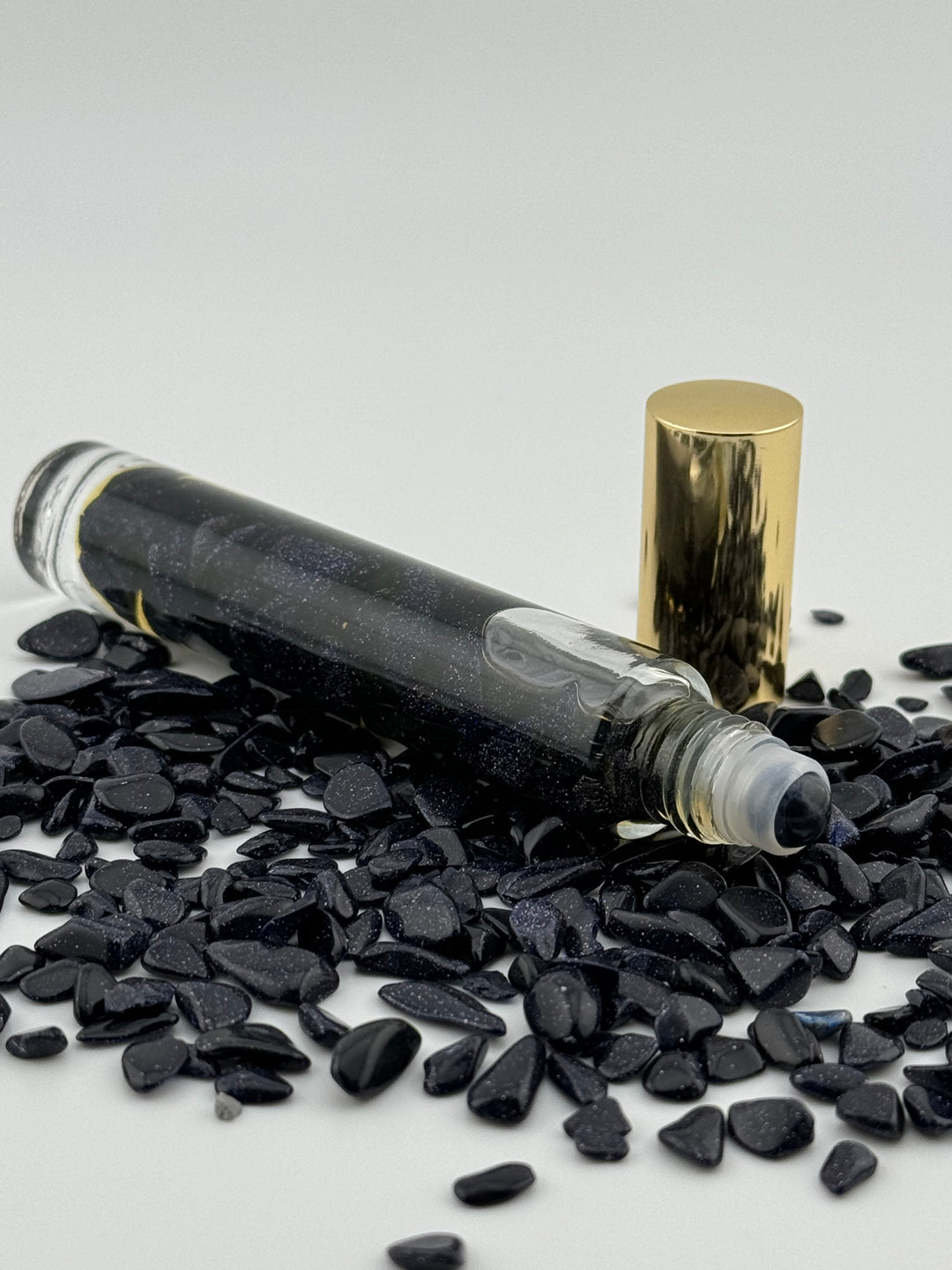 Blue Gold Sandstone Tranquility - Myrrh Infused Crystal Roll-On (Throat Chakra)