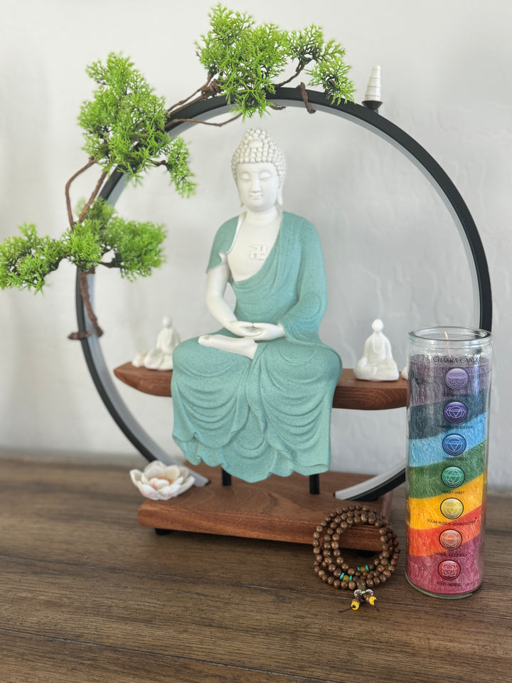 Buddha Statue Ceramic Waterfall Incense Burner with LED Light