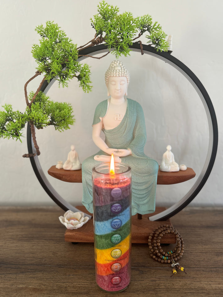 Buddha Statue Ceramic Waterfall Incense Burner with LED Light