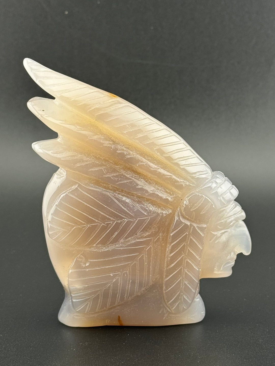 Guardian of Wisdom - Druzy Agate Indian Chief Head Carved Statue