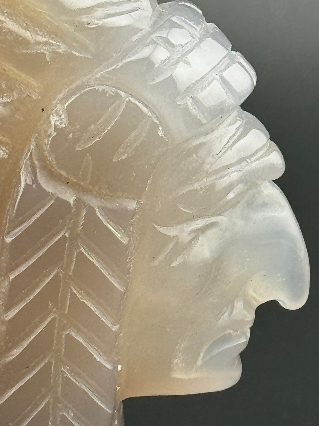 Guardian of Wisdom - Druzy Agate Indian Chief Head Carved Statue