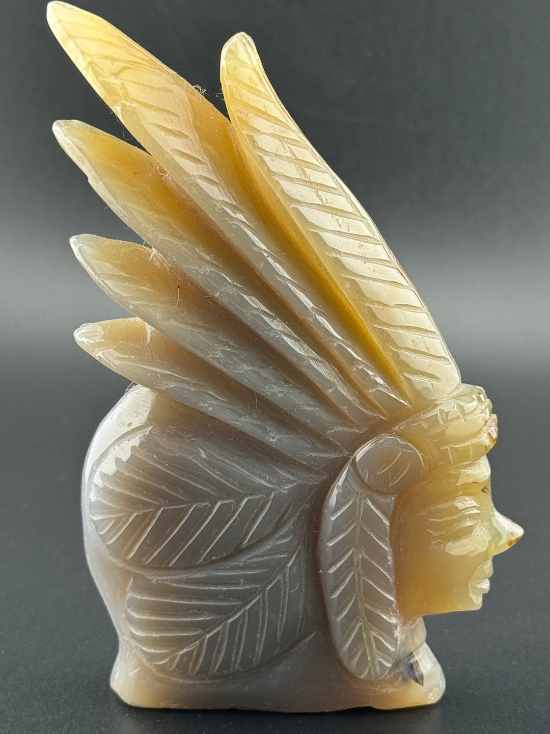 Matriarch of Strength - Druzy Agate Female Indian Chief Head Carved Statue