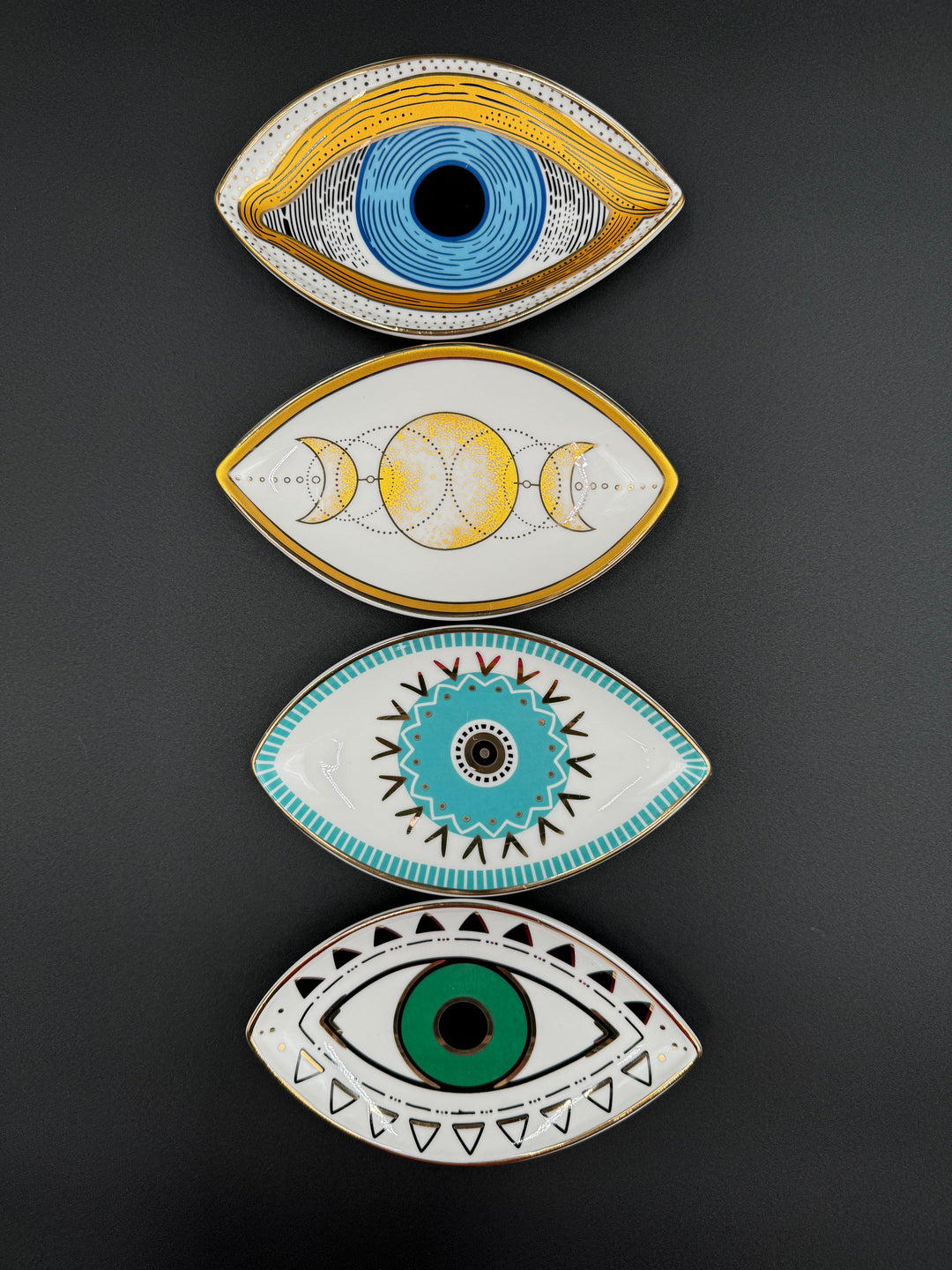 Emerald Eye Guardian Ceramic Jewelry Tray