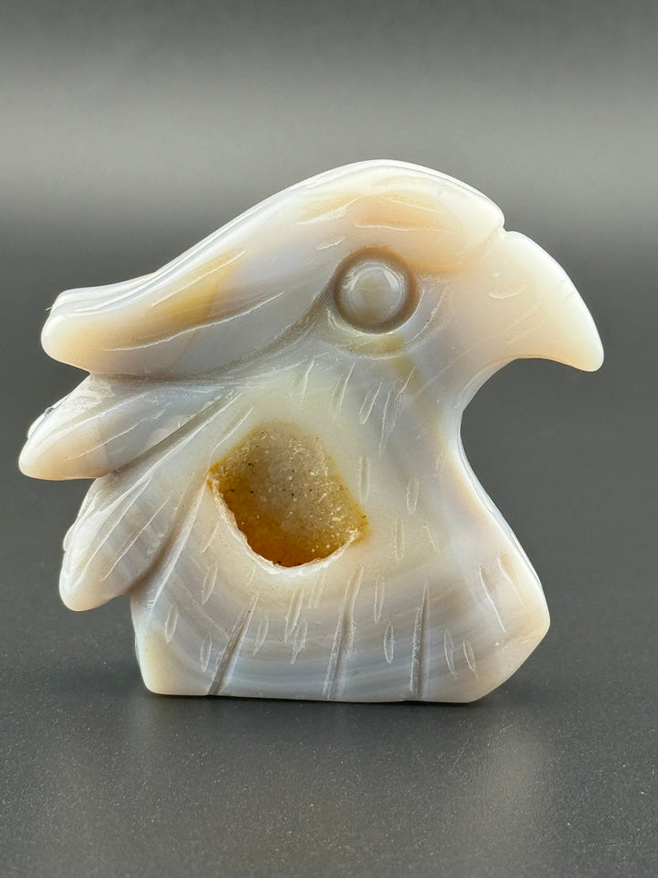 Majestic Creations - Druzy Agate Eagle Head  Carved Statue