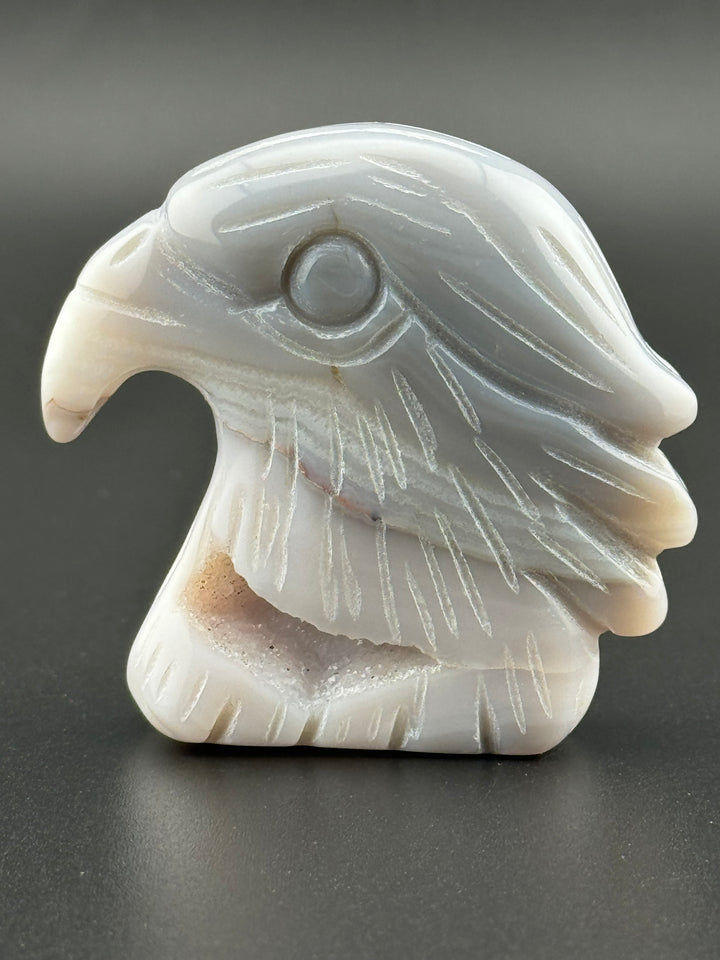 Majestic Creations - Druzy Agate Eagle Head  Carved Statue