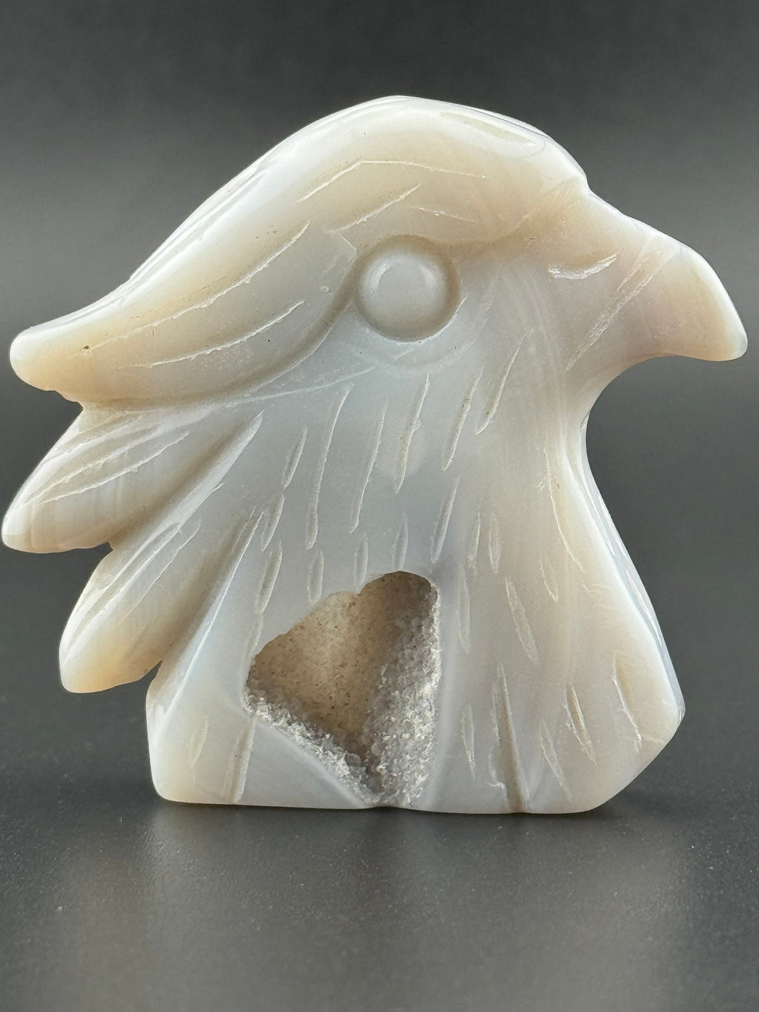 Majestic Creations - Druzy Agate Eagle Head  Carved Statue