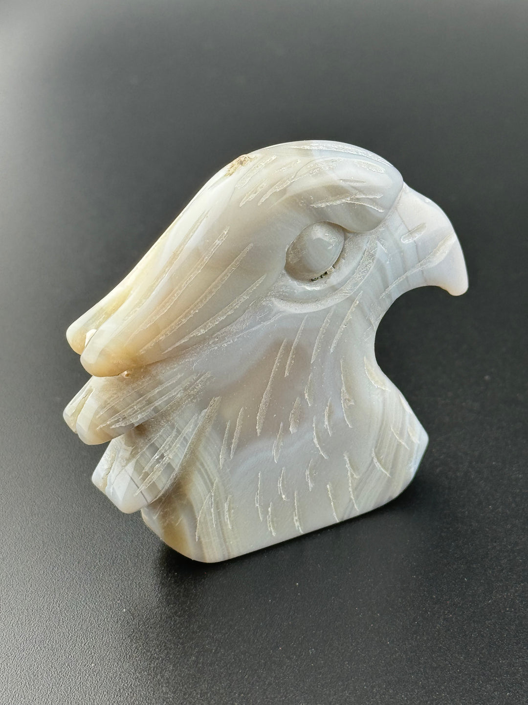 Majestic Creations - Druzy Agate Eagle Head  Carved Statue