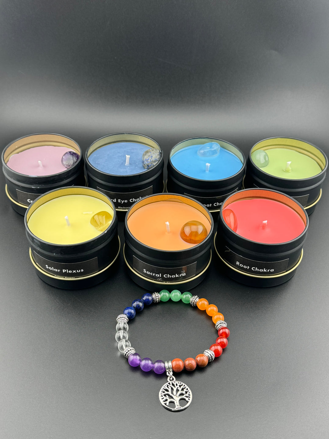 Chakra Candles with Premium Crystal and Healing Stones