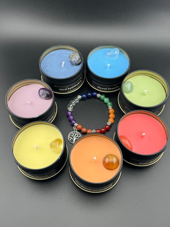 Chakra Candles with Premium Crystal and Healing Stones