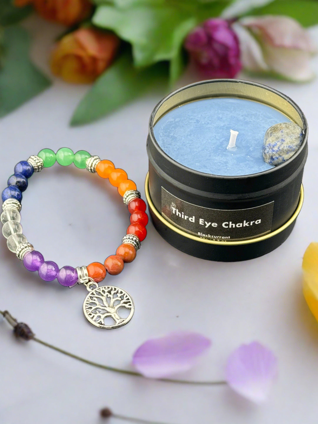 Chakra Candles with Premium Crystal and Healing Stones