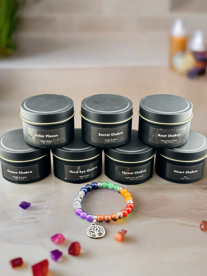 Chakra Candles with Premium Crystal and Healing Stones