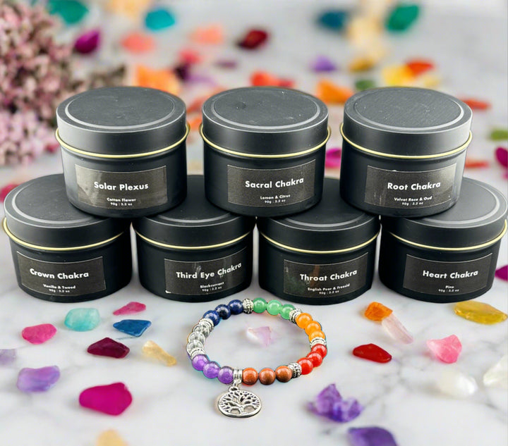 Chakra Candles with Premium Crystal and Healing Stones