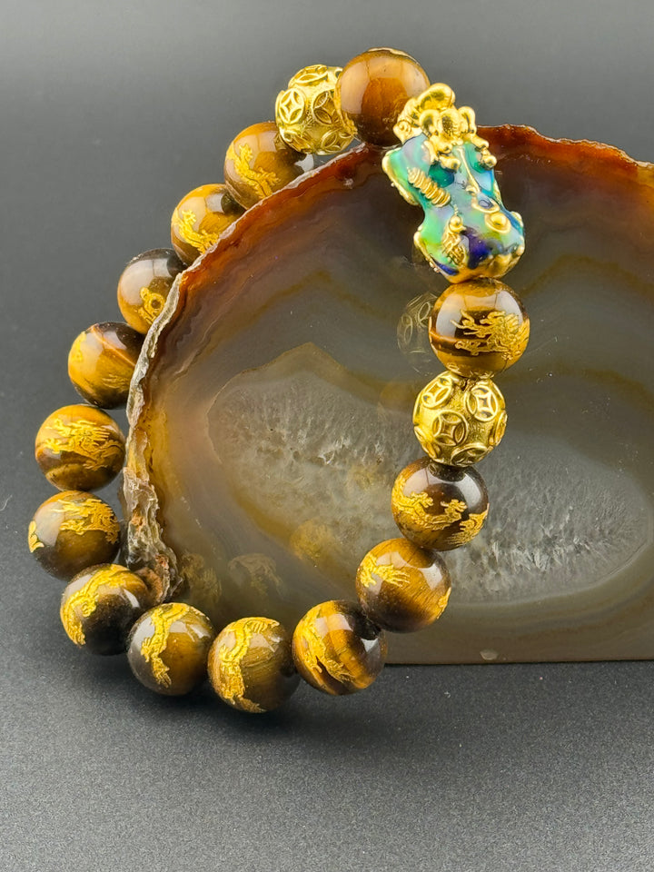 Prosperity Path - Tiger's Eye Bracelet with Large Color Changing Pixiu