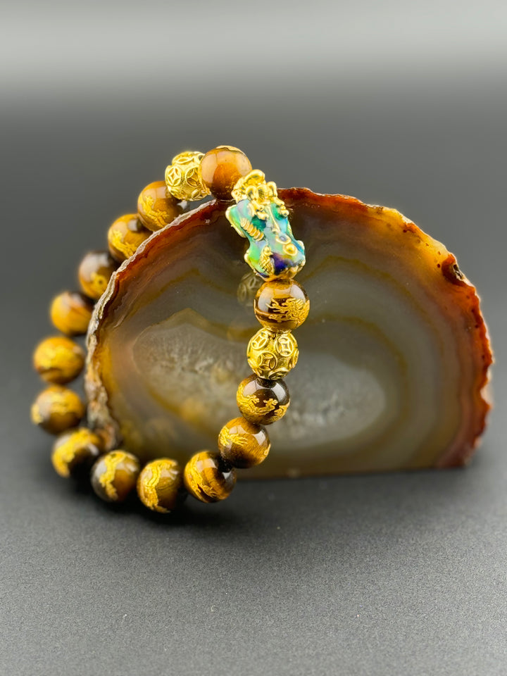 Prosperity Path - Tiger's Eye Bracelet with Large Color Changing Pixiu