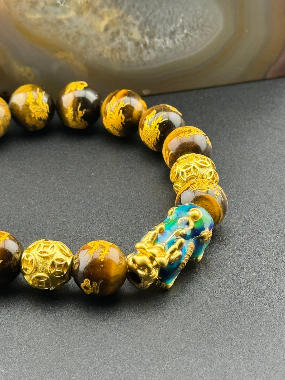 Prosperity Path - Tiger's Eye Bracelet with Large Color Changing Pixiu